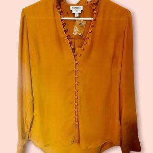 Express Slim Portofino Button up Women’s Gold Yellow Top Shirt NWT Small